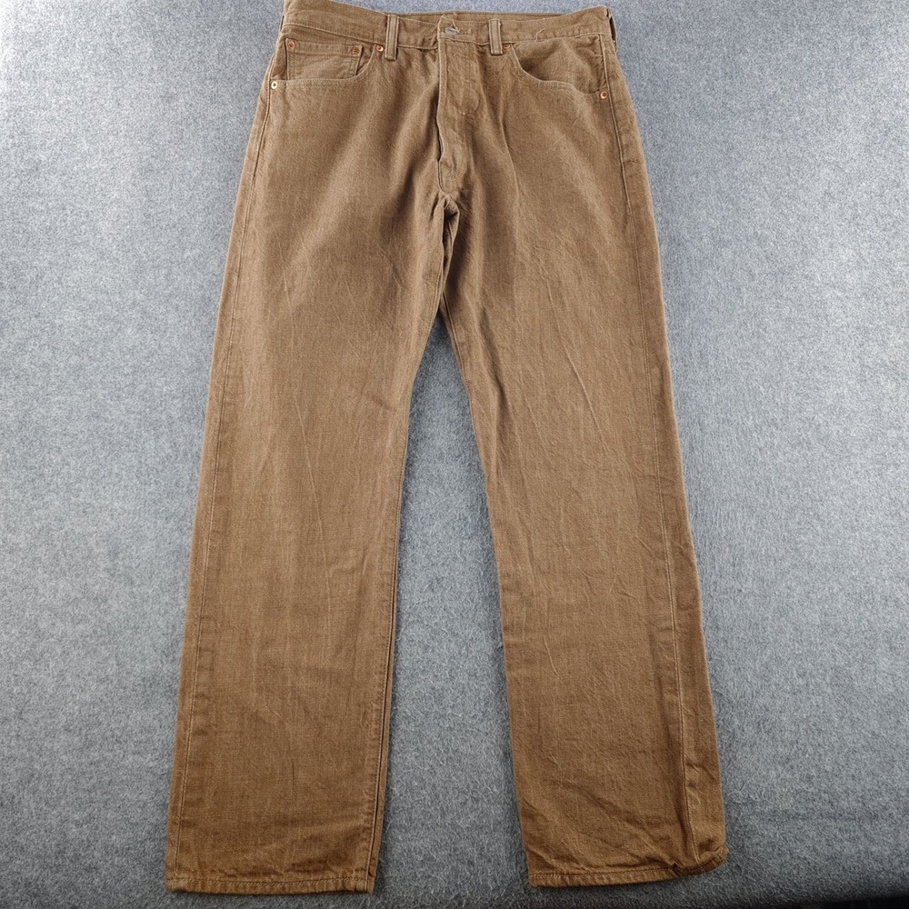 Levi's 501 Straight Leg Jeans Mens 32x30 Brown White Oak Cone Denim Button Fly